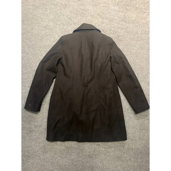 Michael Michael Kors Womens Black Wool Long Sleeve Zip Pockets Trench Coat Sz S - Picture 5 of 12